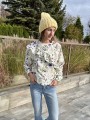 bluza damska z motywem łąkowym chabry osty bawełna