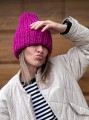 Czapka OWCZA WEŁNA fuksja
