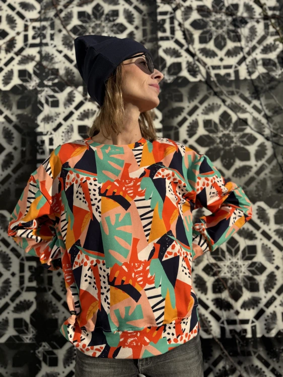 Bawełniana damska bluza handmade we wzór