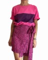 Koszulka damska oversize patchwork Fuksja &amp;Fiolet