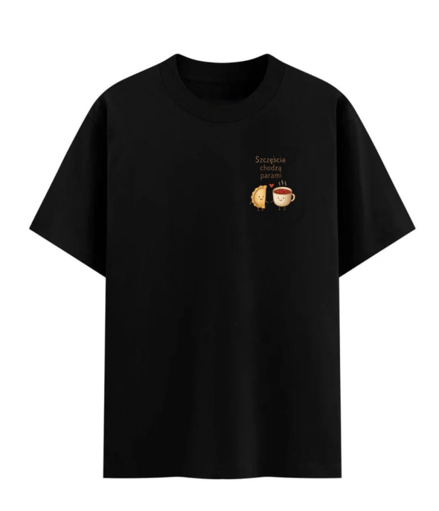 czarna koszulka męska z pierogiem
