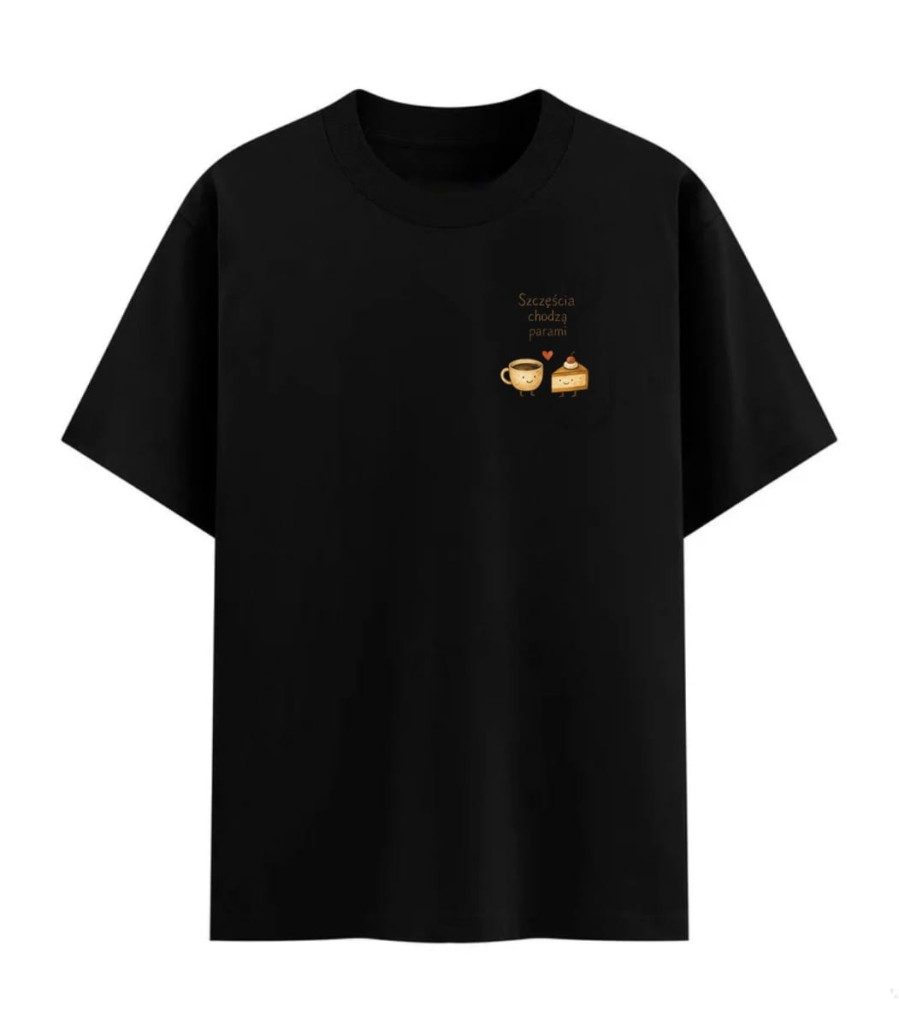czarna koszulka męska z kawą