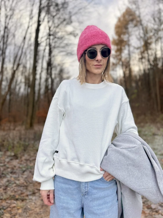 sweterek damski smietankowy bawelniany premium