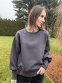Bluza damska ocieplana, oversize, grafitowa widok z przodu