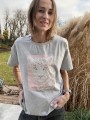 szara damska koszulka z nadrukiem pantery handmade