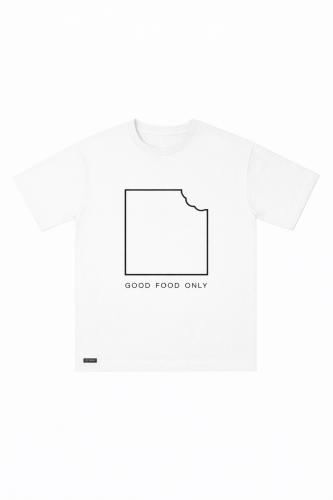Biała koszulka męska oversize z nadrukiem GOOD FOOD ONLY – Mrs. Thin