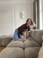 Koszulka Mrs.Thin w kolorze czekoladowym z printem stylizacja codzienna