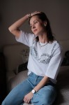 Damski biały t-shirt BRA
