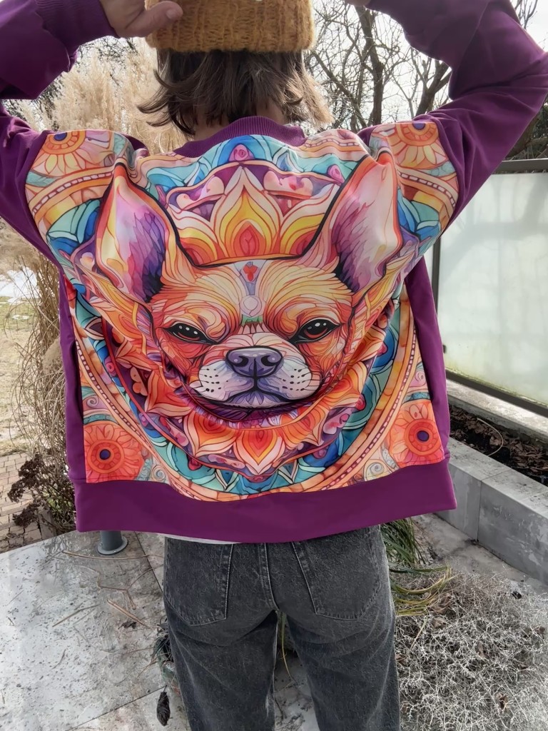 Kurtka bamberka - panel na plecach buldog francuski