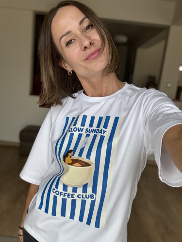koszulka casual damska biały t-shirt z nadrukiem