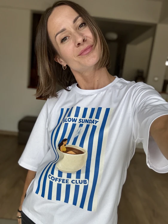 koszulka casual damska biały t-shirt z nadrukiem