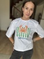 koszulka damska casual biała nadruk krab coffee summer vib