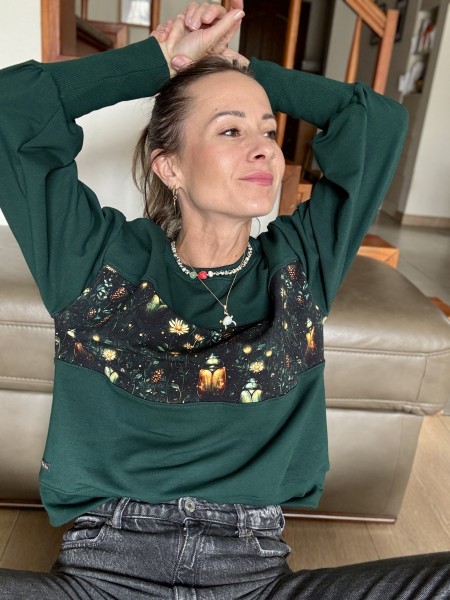 Damska zielona bluza patchwork ŚWIETLIKI