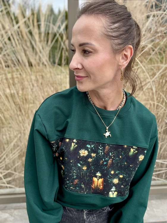 bluza damska slow fashion zielona oversize minimalistyczna