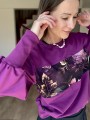 bluza oversize damska śliwkowa długie ściągacze, mankiety