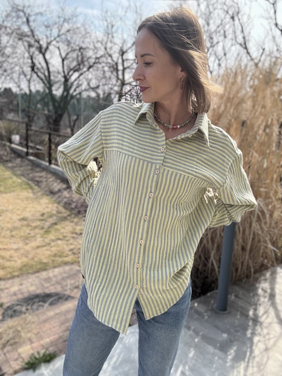koszula damska streetwear muślinowa paski oversize