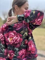 Bluza handmade damska burgundowa peonie – unikalna odzież na zamówienie, styl codzienny