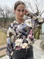 Bluza damska handmade w kwiaty angielskie – bufiaste rękawy, v-neck, styl casual