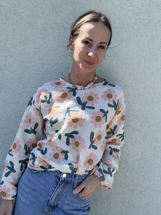 Koszula handmade damska muślin kwiaty – styl casual