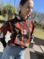 Bluza z kapturem aztecki wzór czarna oversize