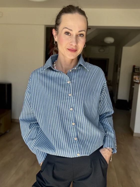 Koszula handmade damska denim – niebieski kolor