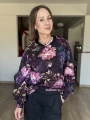 Fioletowa bluza damska Peonie oversize - cała stylizacja