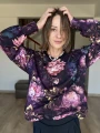 Fioletowa bluza damska Peonie oversize