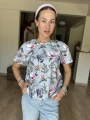 Luźna koszulka oversize damska w kolorze dusty blue