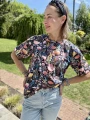 Koszulka damska handmade czarna w kwiatowy wzór