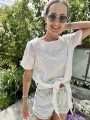 Biała bluzka z naturalnej bawełny o strukturze lnu