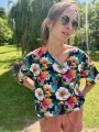 Ręcznie szyta koszulka damska w kwiaty Mrs. Thin