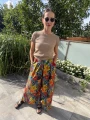 Spodnie damskie z szerokimi nogawkami w lilie i liście