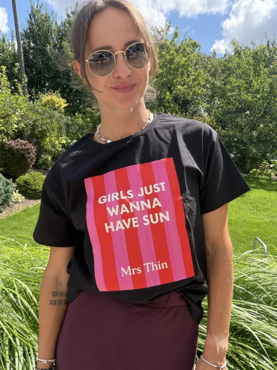 Koszulka damska oversize Mrs. Thin z nadrukiem