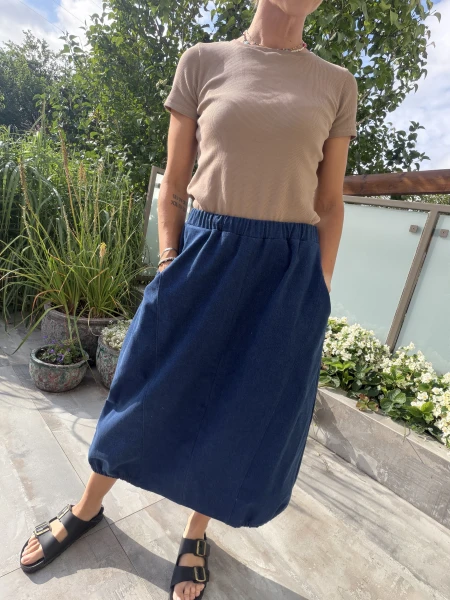 Spódnica balloon Ciemny jeans 