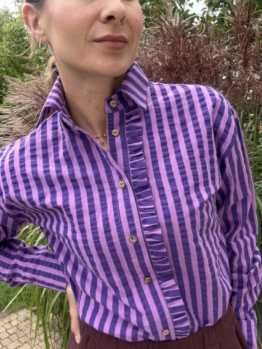 Koszula damska w fioletowo-różowe pasy Mrs Thin