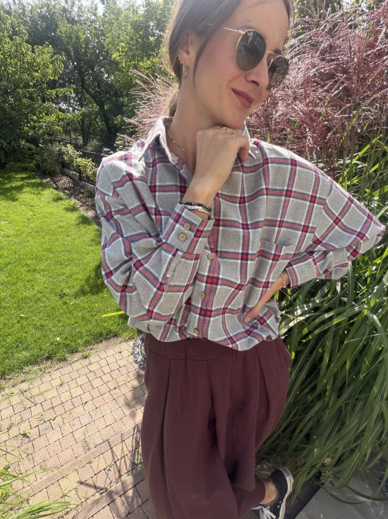 Koszula damska oversize w kratę