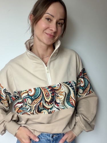 Bluza boho damska w kolorze beżowym i piaskowym Mrs Thin