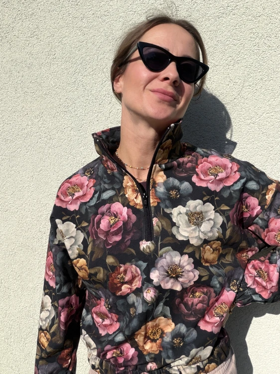 Bluza ze stójką damska w kwiaty szyta w Polsce