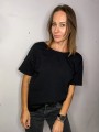 Damski T- shirt,  V-back czarny