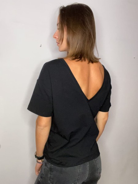 Damska koszulka V-BACK czarna